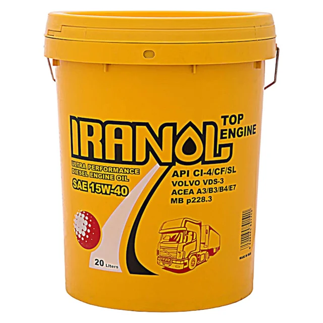 روغن موتور ایرانول مدل تاپ انجین 10w40 یورو 5 حجم 20 لیتر 101709921
