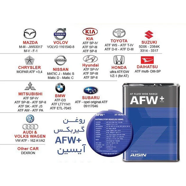 روغن گیربکس خودرو آیسین مدل AFW-PLUS ظرفیت 4 لیتر 101710857