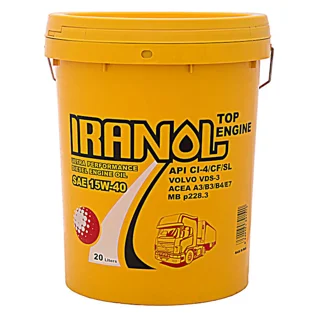 روغن موتور ایرانول مدل تاپ انجین 10w40 یورو 5 حجم 20 لیتر 101709924