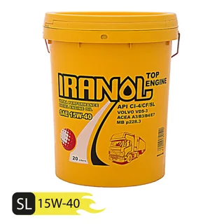 روغن موتور ایرانول مدل تاپ انجین 10w40 یورو 5 حجم 20 لیتر 101709923