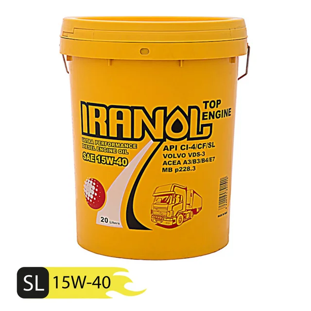 روغن موتور ایرانول مدل تاپ انجین 10w40 یورو 5 حجم 20 لیتر 101709923